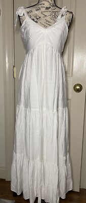 #ad Express Maxi Dress Women#x27;s White Sleeveless Cottagecore Flowy Lined Small NWT $49.99