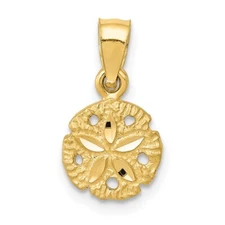 14k Yellow Gold Sand Dollar Pendant 0.59gm L-15mm, W-8mm