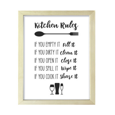 Kitchen Rules, Framed Wall Art, Home Décor Prints