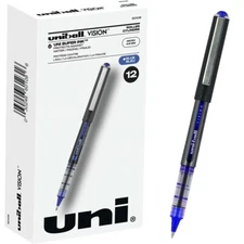 Uni-ball Vision Micro 60108 Rollerball Pen 0.5mm Micro Blue Uni Ink Box of 12