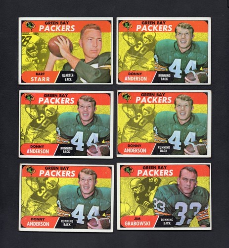 (13) 1968 Topps GB Packers Football Lot-13 Cards, Starr, Nitschke+ vg-vg/ex-ex