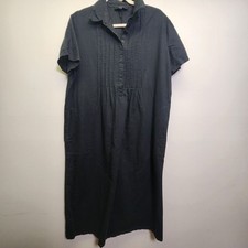Express Linen Cotton Midi Shirt Dress Lrg Pintucking Snap Close Placket Pockets