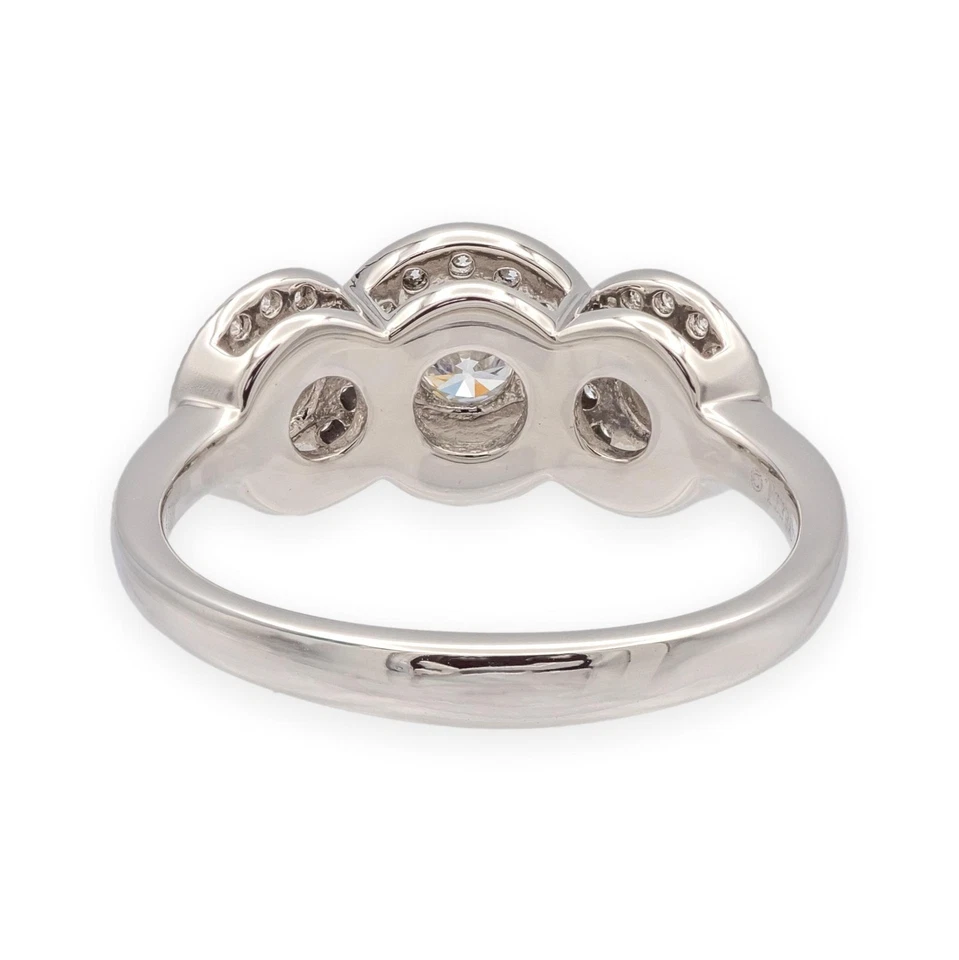 Tiffany & Co. Platinum Circlet 3-Stone Halo Diamond Ring – .90 Ct Total Weight - Image 3 of 4