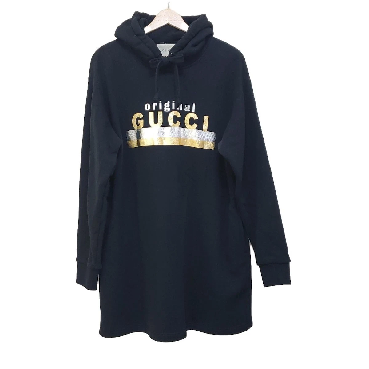 Robe Gucci manches longues mini sweat à capuche noir argent r10_0404