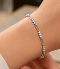 3mm VVS1 Moissanite Diamond Link Bracelet 7 Inch Silver Fine Jewelry for Women