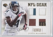 2012 National Treasures NFL Gear Quad Materials Prime 2/15 Justin Blackmon 0c3