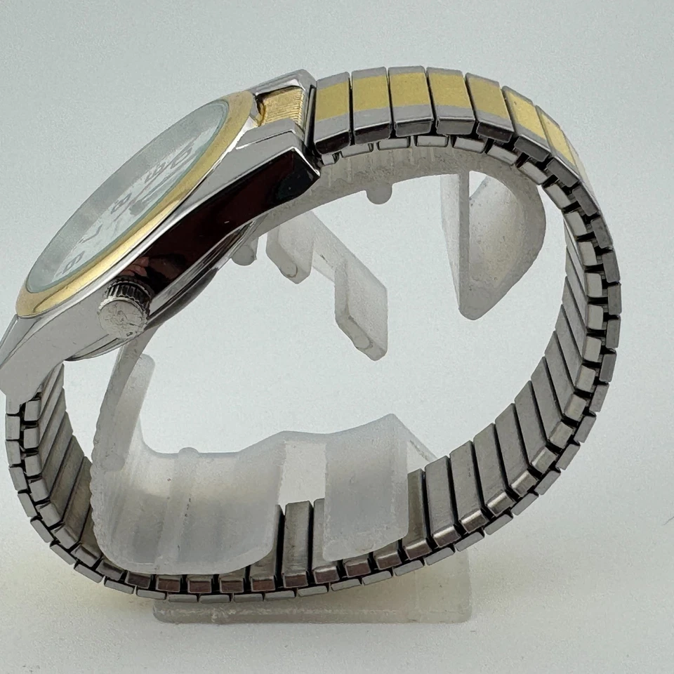 Vintage FMD Relógio de Quartzo Masculino Dual Tone Mostrador Militar Elástico Analógico Nova Bateria - Imagem 4 de 4