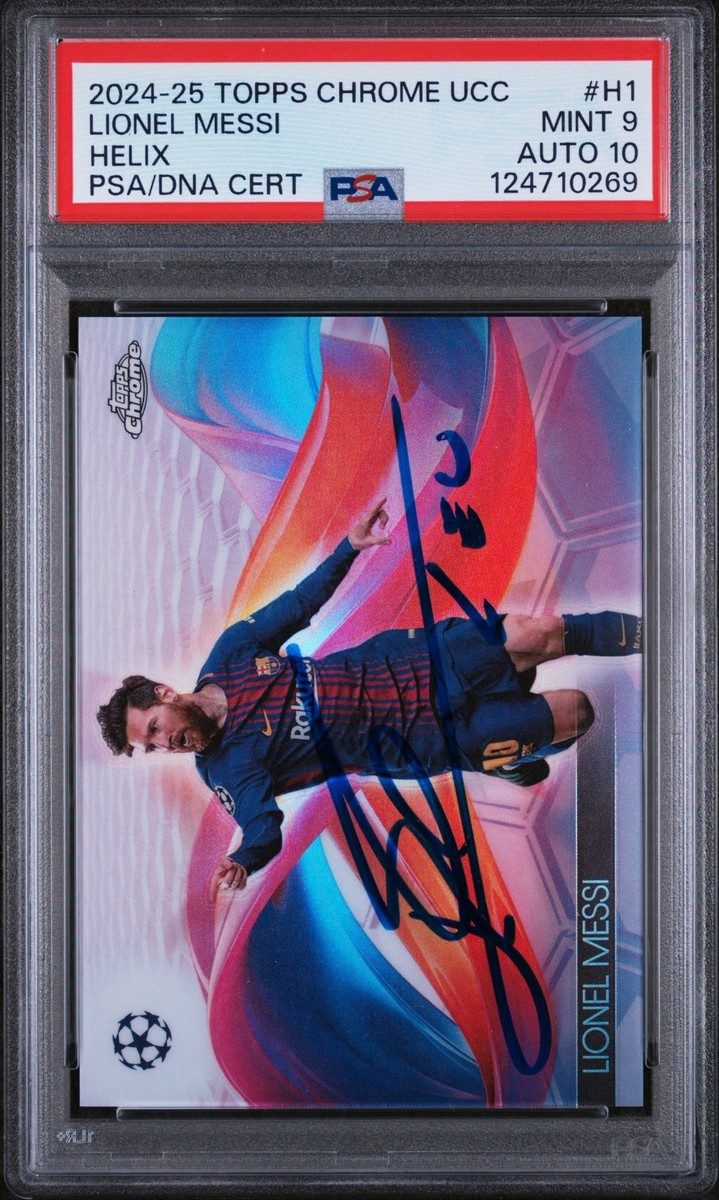 2024-25 Topps Chrome UCC Lionel Messi Signed Helix SSP #H1 PSA