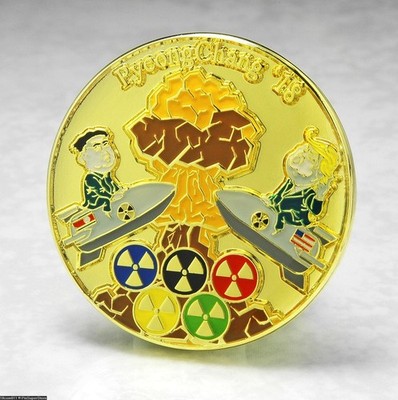 OLYMPIC PINS BADGE 2018 PYEONGCHANG SOUTH KOREA TRUMP vs KIM JONG NUCLEAR GAMES