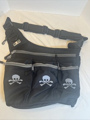 Diaper Dude Bag For Dad Men Black Skull Bones Messenger Shoulder Bag