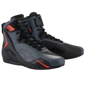 Alpinestars Faster-4 Motorcycle Motorbike Shoes Black Grey Red Fluo