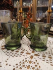 Vintage 1960s Anchor Hocking Green Heavy Sturdy Glass Mugs 12 Oz Capacity