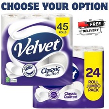3 Ply Quilted Toilet Rolls Luxury Velvet Soft Loo Roll Bulk Buy 24-45 Pack Tissu