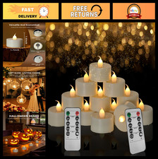 12 Pack Flameless LED Tea Light Candles with Remote Timer - Ivory Votive for H