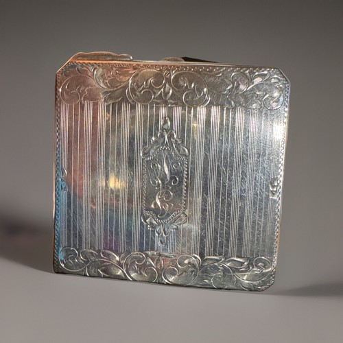 Vintage Birks Sterling Silver Square Compact Art Nouveau - Monogrammed Message