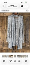 Laila Jayde Women’s Gray Open Front Cardigan Sweater Size L Long Length