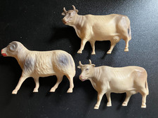 Lot of 3 Vintage Celluloid Animal figures: 2 Cows, 1 Sheep