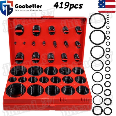 419pcs Universal O-Ring Assortment Set Gasket Nitrile Rubber Automotive Seal Kit