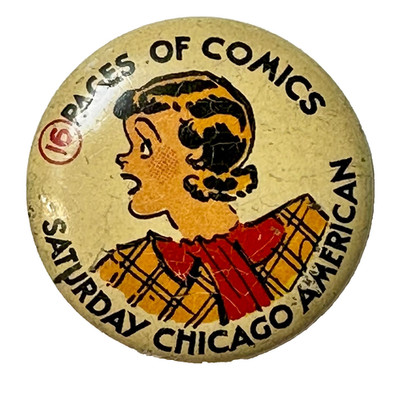Dumb Dora Comic Strip Saturday Chicago American 1930s 1'' Tin Litho Pinback