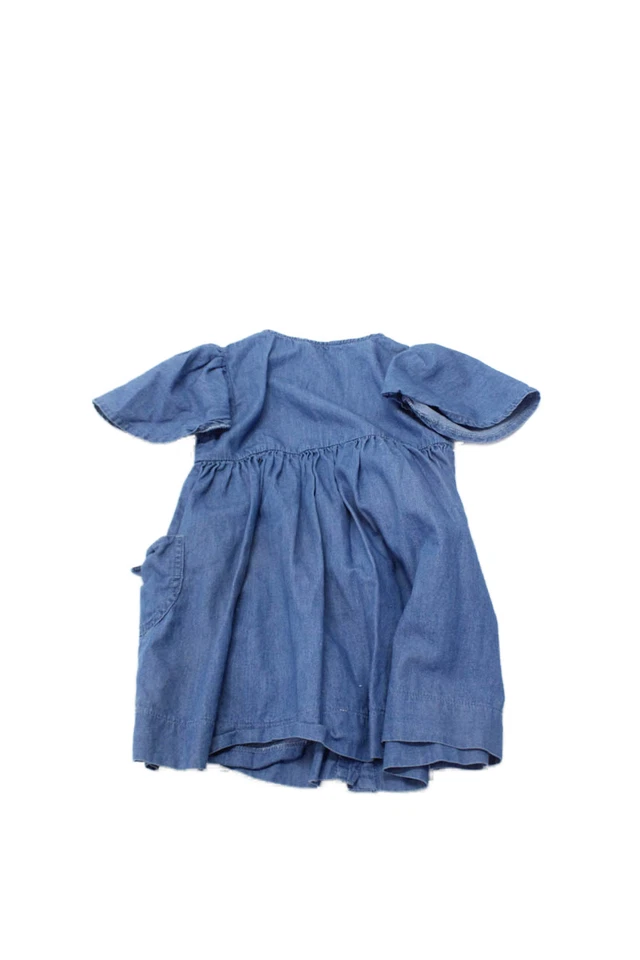 Mayoral Girls Cotton Round Neck Short Sleeve Button Up Dress Blue Size 36M - Image 2 of 4