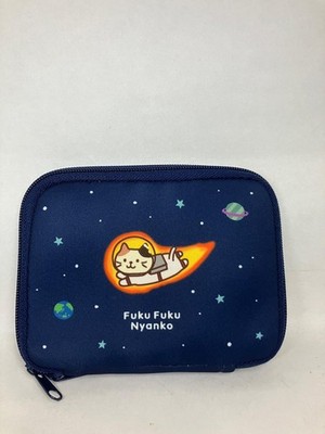 FUKU FUKU NYANKO Space Cat Navy Blue Electronics Pouch Cable Organizer Padded