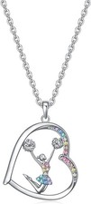 Cheerleader Gifts for Girls,Rainbow Cheerleader Necklace Cheerleading Girl Jewel