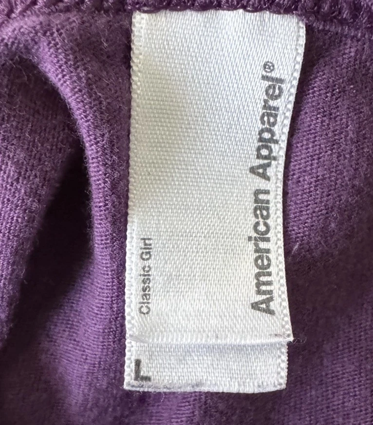 Camiseta sin mangas American Apparel púrpura 100 % algodón cami - talla L, hecha en EE. UU. Foto 3 de 4