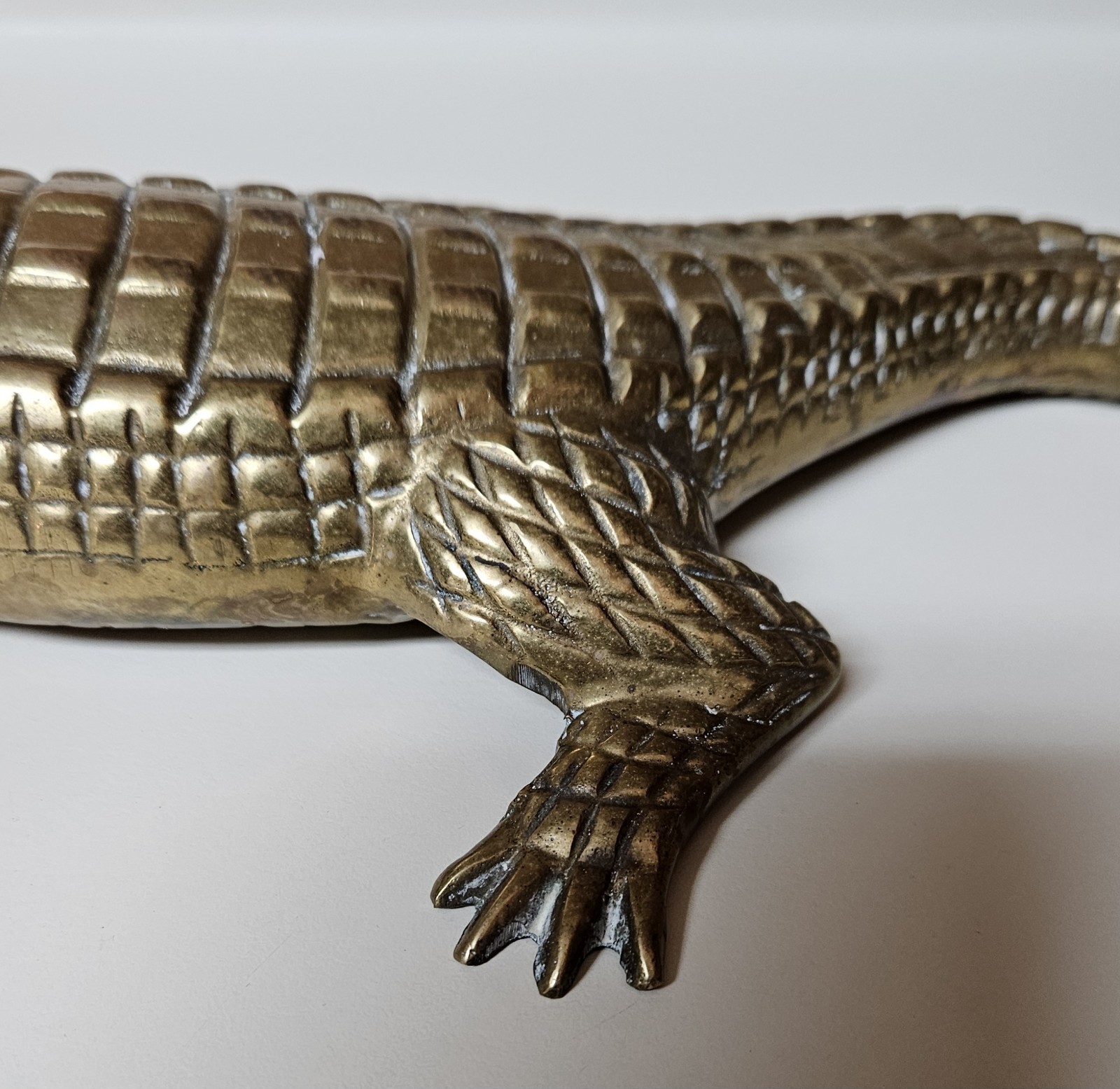 Vtg Solid Brass Alligator Crocodile Sculpture Figurine Mid Century Modern RARE
