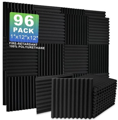 48 Soundproof Foam Panels, Self-Adhesive, 12x12x1 for Wall Insulation