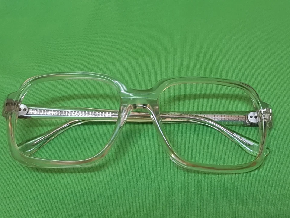 Vtg 70s Men's Frames Diplomat M250 Transparent Glasses Crystal Eyeglasses Thick - Image 2 of 4