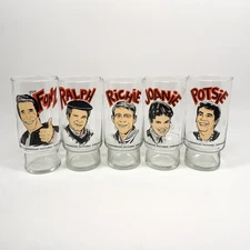 Set of 5 Happy Days Glasses 1977 Dr. Pepper Collector Series Paramount Pictures