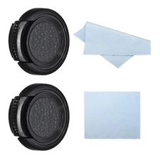 25mm Lens Cap, 2 Pack Sides Pinch Snap Camera Lens Cover for Front Lens, Black