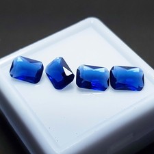 Natural Blue Sapphire Emerald Cut 4 Pcs Certified Loose Gemstone Lot