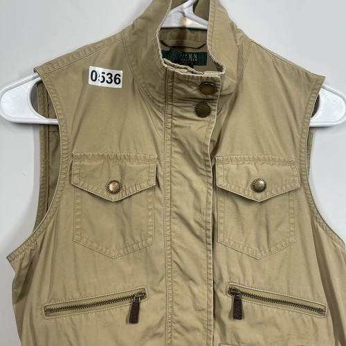Lauren Ralph Lauren Petite Khaki 7 Pocket Vest Safari Hunt fly Fish Photography - Picture 12 of 15