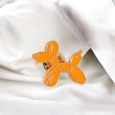 Balloon Dog Funny Enamel Pin   Jeff Koons Inspired Pop Art Pin, Cute Orange