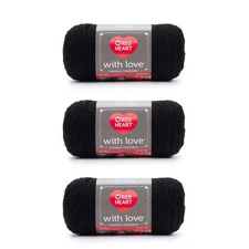 with Love Black Yarn - 3 Pack of 198g/7oz - Acrylic - 4 Medium Worsted - 370 ...