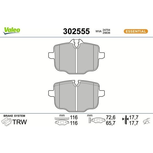 Valeo 302555 Bremsbelagsatz FüR BMW 5 7 X3 6 X4 8 X5 X7 X6 G11 G12 G30 F90 G31-image