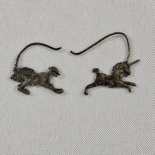 Vintage Pair Of Sterling Silver Pierced Earrings Of 2 Different Unicorns READ