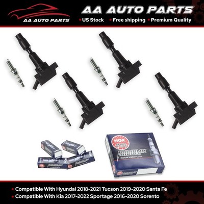 4 Ignition Coils & 4 NGK Iridium Spark Plugs for Hyundai Sonata Kia Optima 2.4L