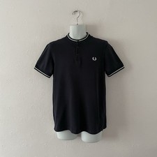 POLO FRED PERRY CON COLLETTO BOMBER - M - BLU NAVY - HENLEY