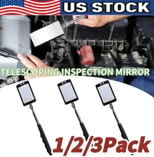 Inspection Mirror LED Lighted Mechanic Telescoping illuminate Swivel Extendable