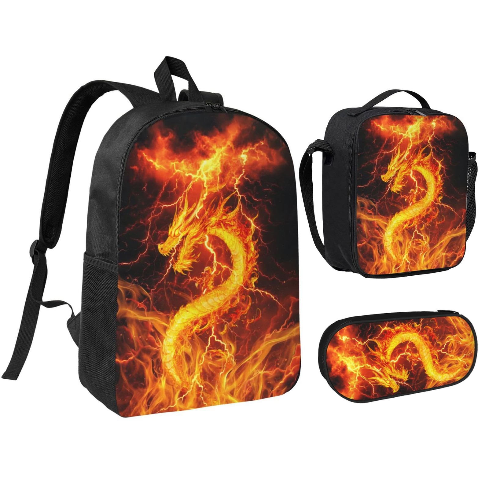 Set With Lunch Bag & Pencil Case Large Capacity School