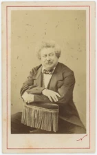 CDV c.1865. L'écrivain Alexandre Dumas par Nadar à Paris. Dédicace. Autographe