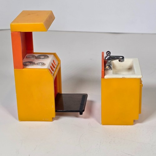 Fisher Price Doll House Furniture 1977 Shower Bathroom Stove Sink Sofa Cradle - Picture 13 of 22