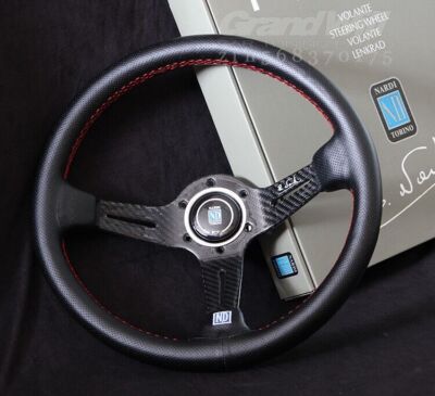 NARDI ステアリング 14インチ/約350mm NARDI 350mm 14' Leather&Carbon Fiber Deep 9cm Gaming Racing