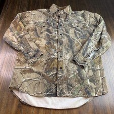 RedHead Hunting Camo Heavy Long Sleeve Button Shirt Bass Pro Shops logo M READ