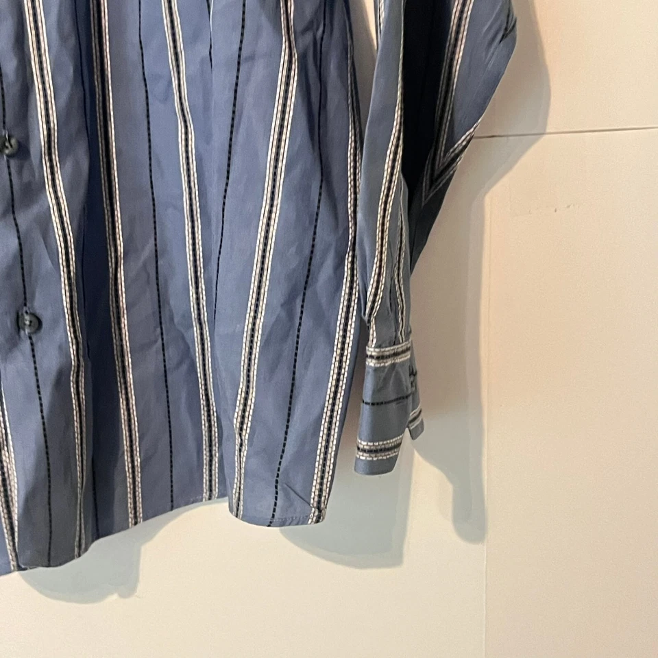 Camisa Claiborne Para Hombre Talla XL Gris Rayas Western Manga Larga Cuello Abotonado Foto 3 de 4