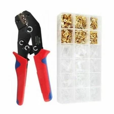Electrical Crimper Kit Wire Terminal Crimping Plier Tool Male Female Connectors 