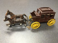 Antique Cast Iron Horse Carriage Ride Toy In Fair Conditions