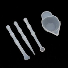 4Pcs Silicone Mixing Cups Stirrers Spoon Scraper DIY Resin Jewelry Tools